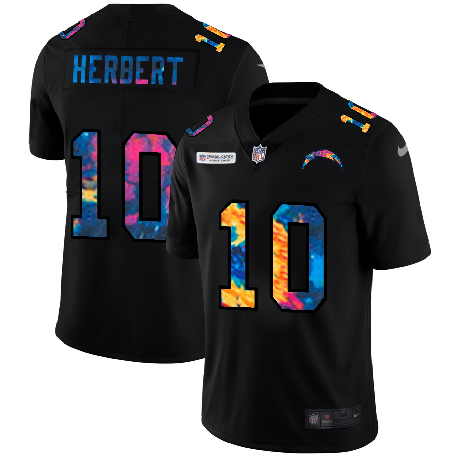 NFL Los Angeles Chargers #10 Justin Herbert Men Nike MultiColor Black 2020 Crucial Catch Vapor Untouchable Limited Jersey->arizona cardinals->NFL Jersey